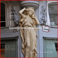 Marble stone gate lady statue pillar design